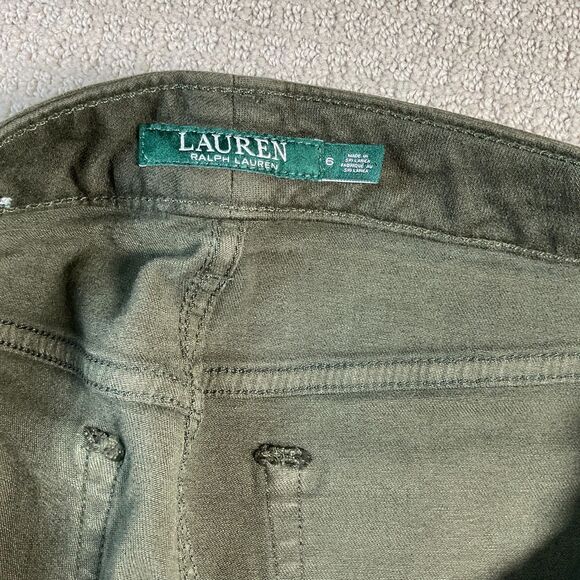 Lauren Ralph Lauren Olive Green Denim Pants Women's Size 6 - Picture 3 of 8
